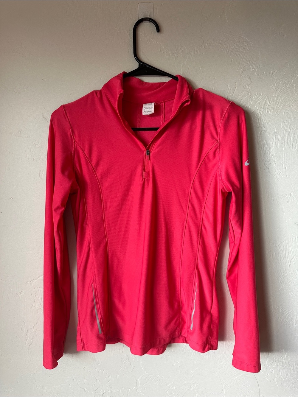 Asics Bright Pink Long-Sleeve Quarter-Zip Performance Top